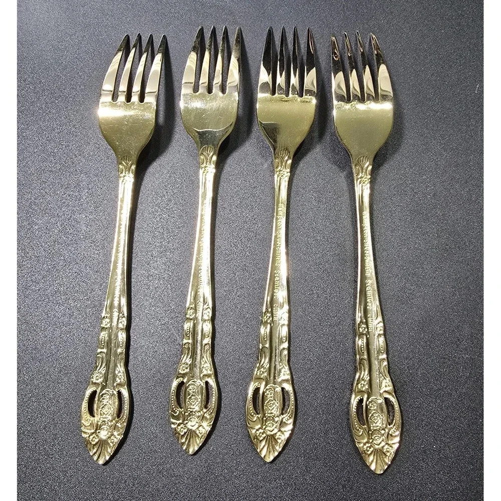 Hampton Silversmith Vintage Gold Plated Dinner Forks Set Of 4 Versailles